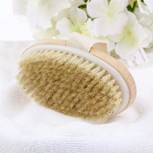 Hot Dry Skin Body Brush Soft Natural Bristle Shower Brushes Wooden Bath Shower Bristle Brush SPA Body Brushes Without Handle