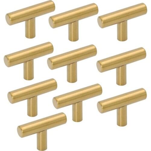 HOT-10 Pack Single Hole Gold Cabinet Knobs and Pulls Door Cupboards Bedroom Furniture Handles 50mm/2in Overall Length