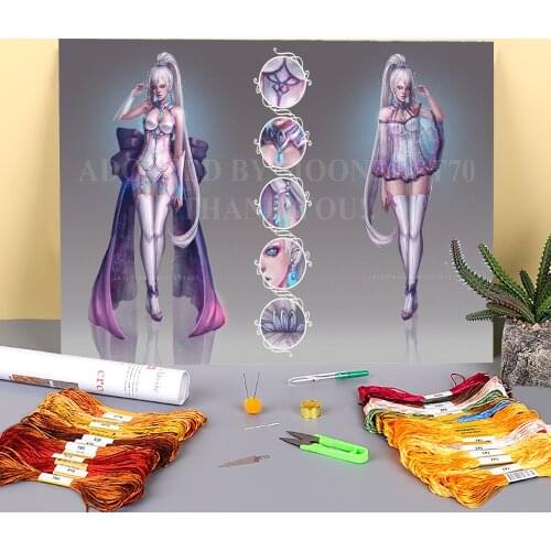 Cartoon Girl Woman Printed Canvas 11CT Cross-Stitch Patterns Embroidery DMC Threads Knitting Handmade Handiwork Floss