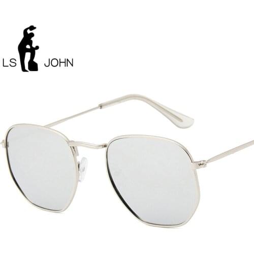LS JOHN Retro Round Sunglasses Men Brand Designer Sun Glasses for Women Alloy Mirror Sunglasses Ray Female Oculos De Sol