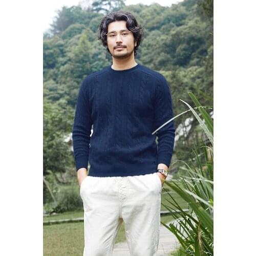 Zhili Mens Original Knit Same Color Patterns Pullover Tops Winter Wool Sweater