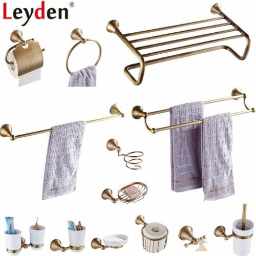 Leyden Bath Hardware Sets Antique Brass Single Towel Bar Holder Robe Hook Toothbrush Holders For Bathroom Accessories Set