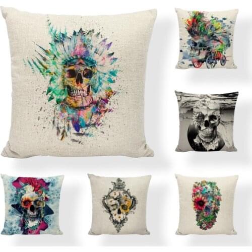 Suger Skull Cushion Covers Anime Pillow Cover Lounge 18" Linen Houseware Nightmare Before Christmas Halloween Mexican Pillowcase