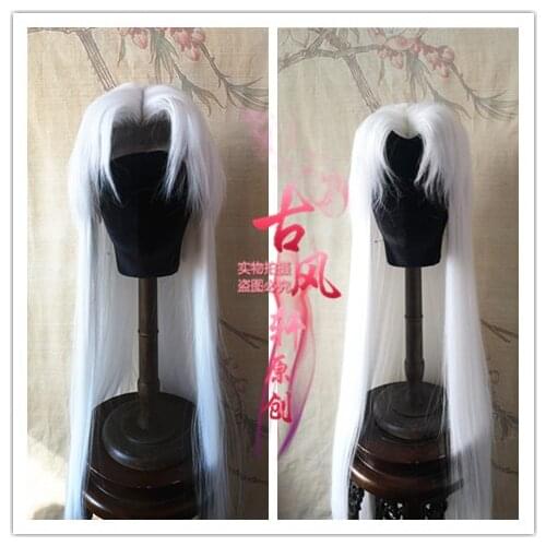 New Styled Inuyasha Sesshomaru Anime Cosplay White Handmade Hair Wig