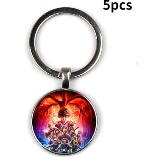 Stranger Things keychain Original or Anime Style Category 6 Pictures Glass Cabochon S Color keychain ancessories
