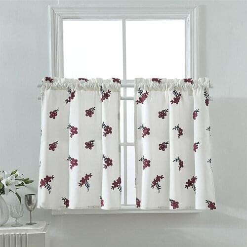 Solid Color Flower Pattern Kitchen Short Curtain Decoration For Home Window Kitchen Dining Room Living Room Decorative Drapes