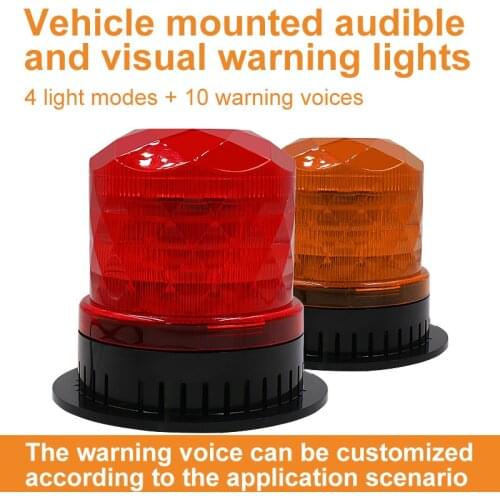 9-110V Truck Industrial Strobe Beacon Light 105Db Sound Alarm Rotating Emergency Warning Lamp Red With Magnetic Mounted