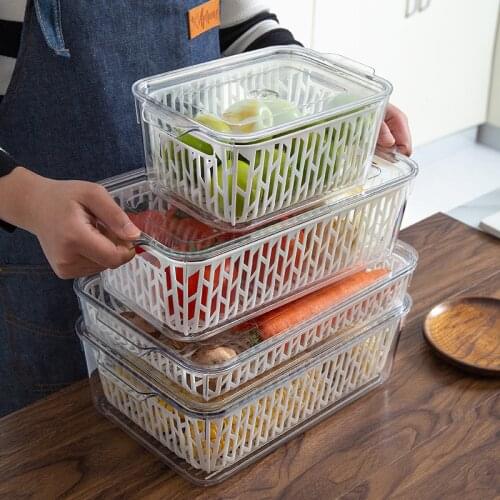 Rectangle Kitchen Transparent Refrigerator Containers Drawer Type Food Dumpling Box Fruit And Vegetable Frozen Fresh-Keeping Box