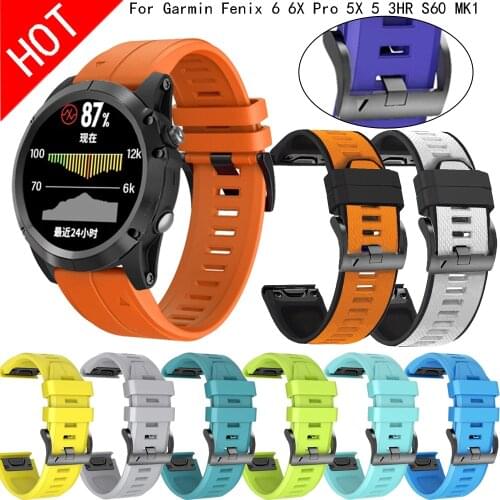 Hot EasyFit Watch Band For Garmin Fenix 6 6X Pro 5X 5 Plus 3HR 935 945 MK1 Silicone Wrist Strap Release Quick Watch Band 22 26mm