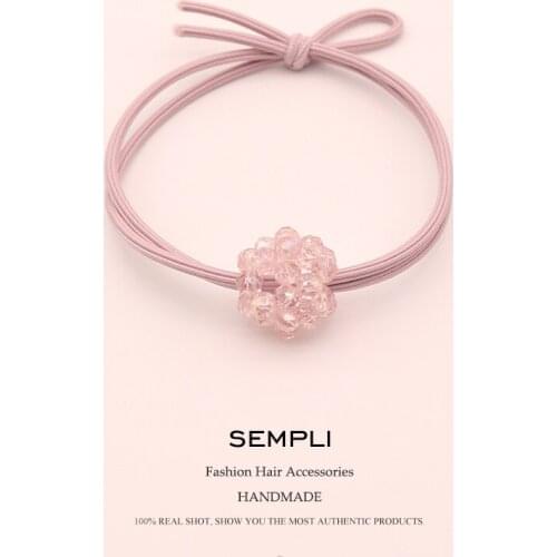 Sempli Crystal Elastic Rope Sweet High Elasticity Hair Bands Glitter Beads Rubber Band For Womens and Girl Headwear Accessories
