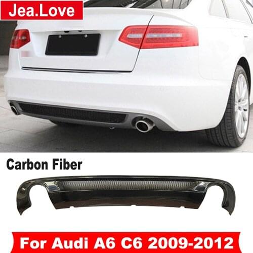 S-Style Real Carbon Fiber Rear Bumper Lip Diffuser Shovel Car Body Styling Kit Part For Audi A6 C6 2009-2012 Modification