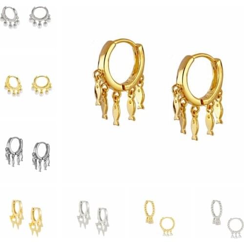 BOAKO Earrings For Women 925 Sterling Silver Fish Shape Earrings Dangle Piercing Jewelry Fashionable Zircon Lurury Diamond #8.1