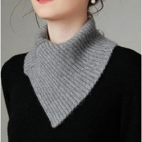 Unisex Solid Color Knit False Collar Pulloves Neck Guard Scarve Korean Women Winter Wool Thicken Elastic Triangle Warm Scarf N98