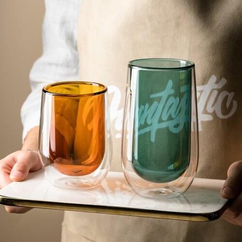 Glass Water Cup Family Gathering Double Insulation Nordic Wind Heat Resistant High Appearance Level Creative Lovely Kitchen