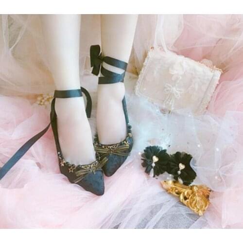 Pointed single shoes, thin heels, womens high heels, shallow mouth bandage, Ma Lizhen shoes, Lolita cross, retro girl PRINCESS