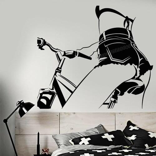 Vinyl Wall Decal Sexy Nude Girl On Bike Beautiful Body Wall Stickers Home Bedroom Decor Decals Interior Wall Decor Mural B383
