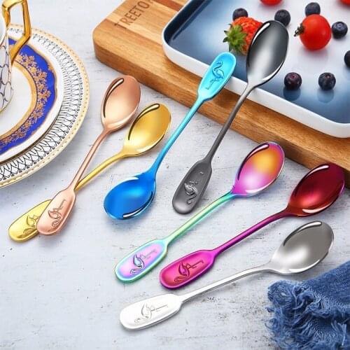 Western Style Flamingo Spoons 304 Stainless Steel Coffee Spoons Sturdy Milk Shake Spoon Stir Salt Spoons Camping Silverware Gift