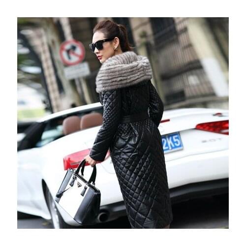 Sheepskin Coat For Women Genuine Leather Jacket Female Natural Mink Fur Collar 2020 Winter Overcoat Outwear chaqueta mujer L2497