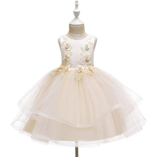 2020 Summer Infant Baby Girls Party Dress Flowers Lace Print Sleeveless Knee Length Tutu Princess Dress Holiday Outfits