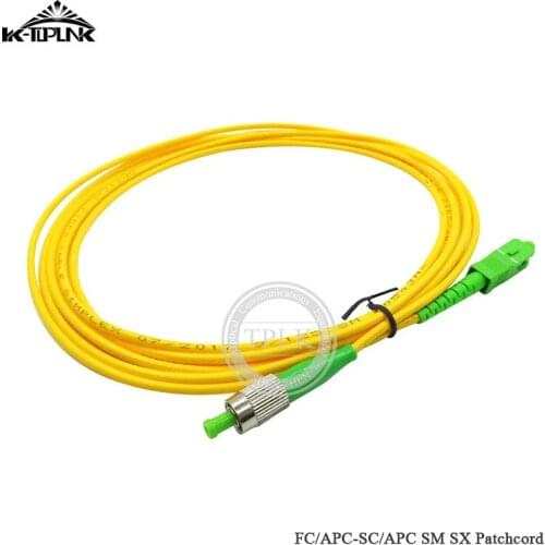 50pcs 2M FC-SC-APC patchcord fiber optic yellow patchcord SM SX Single mode fc/sc apc connector fiber jumper