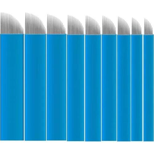 50pcs Tattoo Blade Flex 7 9 12 14 17 21 Microblading 0.2mm 0.25mm Tattoo Needles Permanent Makeup Eyebrow Needles Blades