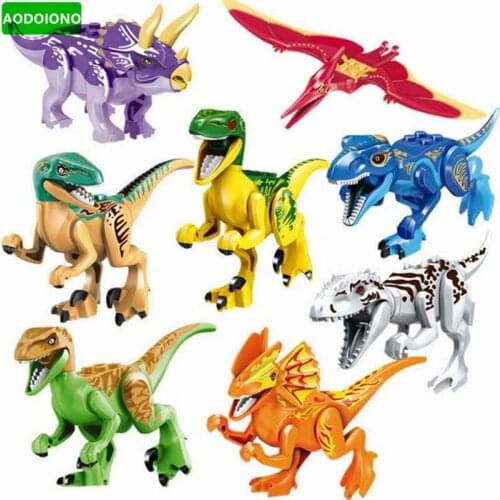 8Pcs/lot Jurassic Dinosaurs World Park Dinosaur Toy Raptor Protection Zone Building Blocks Set Kids Toys Juguetes Compatible