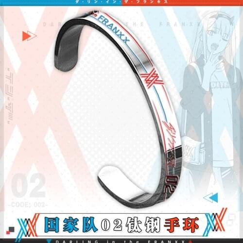 Anime Darling In The Franxx 02 Zero Two Titanium Bracelets Cosplay Bangle Stainless Steel Punk Bracelet Jewelry Xmas Gift Props