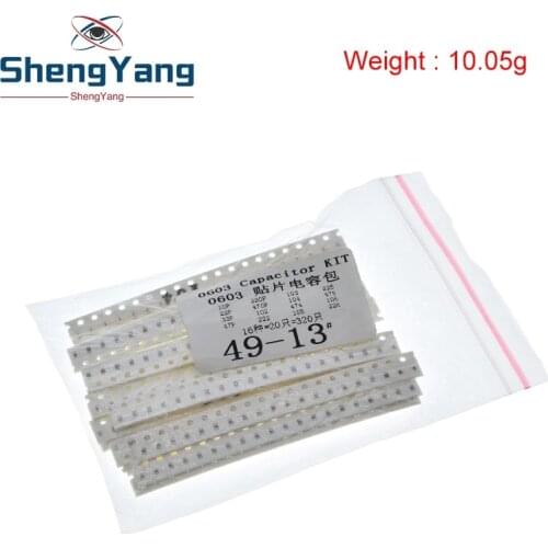 Free shipping 0603 SMD Capacitor assorted kit ,16values*20pcs=320pcs 10PF-22UF Samples kit