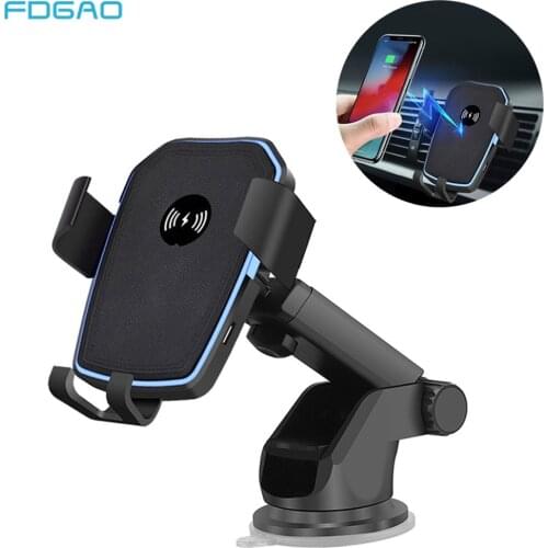FDGAO 10W Qi Wireless Car Charger For iPhone XS Max XR X 8 11 Samsung S10 S9 S8 Note 10 9 8 Fast Charging Car Phone Mount Holder