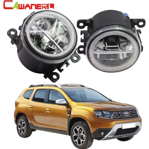 Cawanerl For 2012-2015 Renault Duster Closed Off-Road Vehicle Car LED Bulb Fog Light + Angel Eye Daytime Running Light DRL 12V