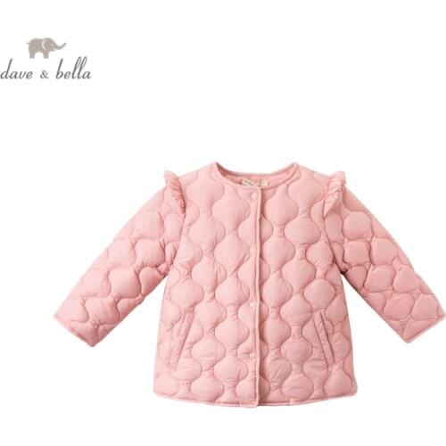 DB16284 dave bella winter baby girls fashion ruched solid ultra light down coat children 90% white duck down padded kids jacket