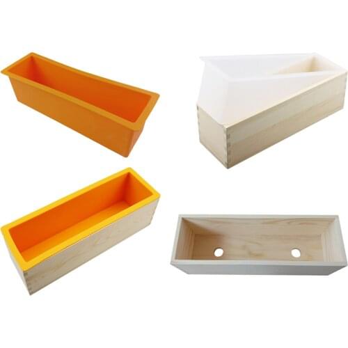 Soap Making Mould Silicone Resin Crafts Candle Loaf Mold DIY with Wooden Box