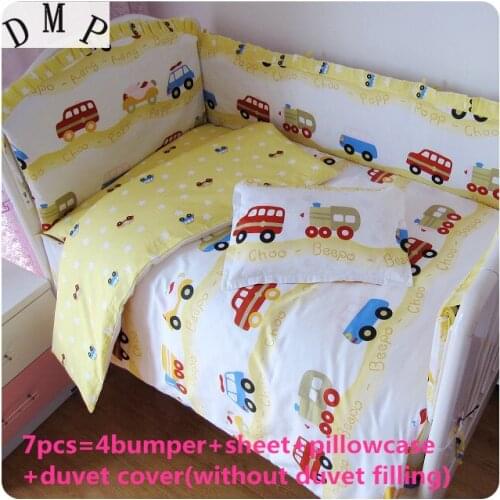 6/7PCS Bedding Set For Baby Green Color With Character Baby Crib Bed Set set de cuna para bebe,120*60/120*70cm