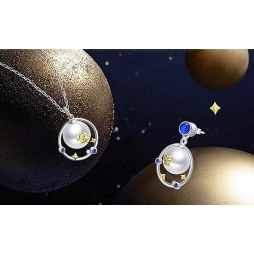 Planet 925 Sterling Silver Pendant Earrings Mountings Findings Base Jewelry Set Mounts Settings Parts for Pearls Beads Crystal