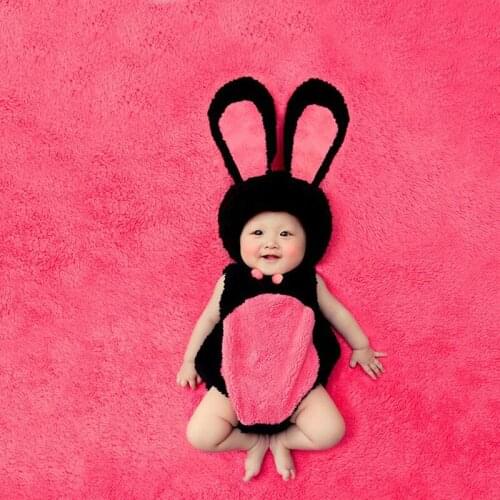 Cute Rabbit Baby Girls With Diaper Cover Photo Props Newborn Baby Photography Props Baby Cartoon Animal Jumpsuit Clothing