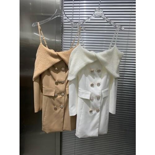 Fashion 2021 new ladies long-sleeved mohair stitching one-shoulder dress 0120