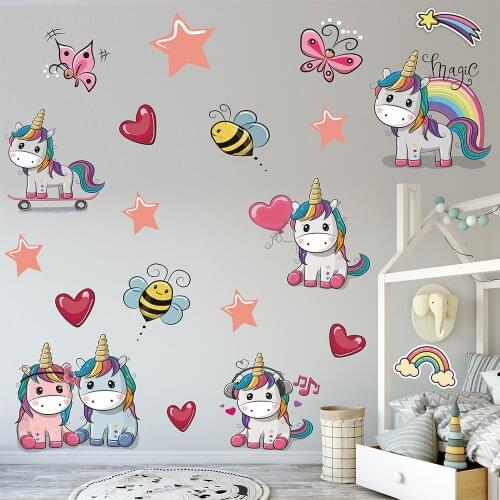 Cartoon More Unicorn Environmental Protection Wall Stickers for Childrens Room Living Room Bedroom Decoration Home Decoration