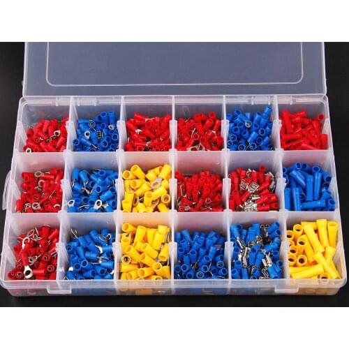 1200Pcs Assorted Insulated Spade Cable Connector Crimp Electrical Wire Terminal Set Red Blue Yellow