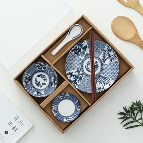 Japanese-style Ceramic Ceramic Dinner Set Gift Boxes Include Dishes Bowls Spoons and Chopsticks Tableware Set
