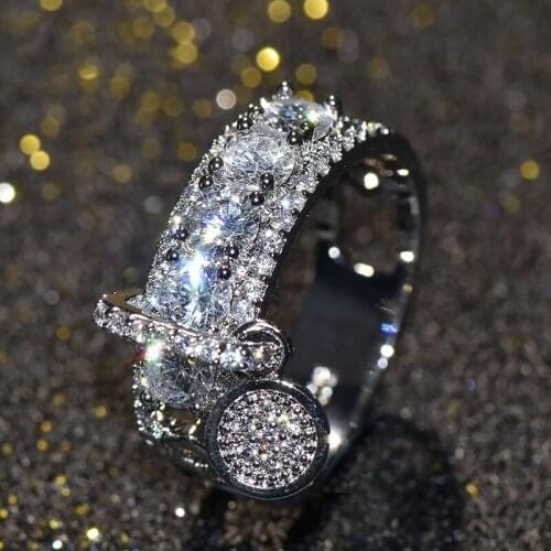 Luxury White Zircon Engagement Ring Vintage Rose Gold Filled Wedding Rings For Women Fashion Jewelry 2018 New Arrival