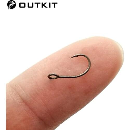 OUTKIT 10pcs Size 6#-12# for Fishing Lure Jig Spoon Hook Single Fish Bait Hook Inline Hook Big Eye Sharp High Carbon Steel