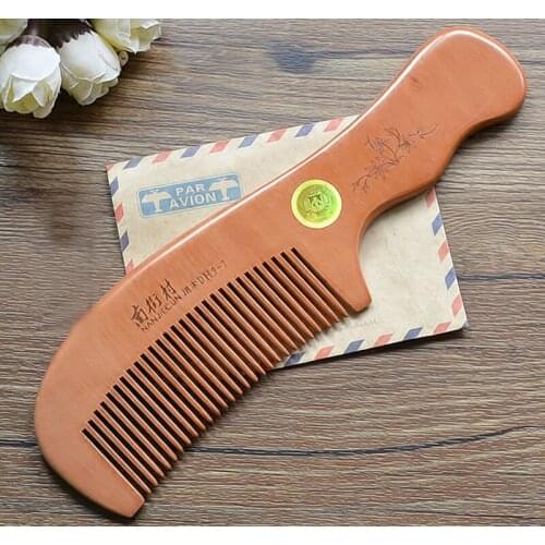 Party Gifts Natural Peach Wood Comb Close Teeth Anti-static Head Massage Hair Care Wooden Tools Hairbrush Beauty Accessories