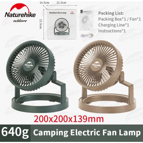 Naturehike Outdoor Desktop Fan 3 Gear Adjustable USB Charge Portable Camping Office Home Multi Function Ceiling Fan Tent Lamp