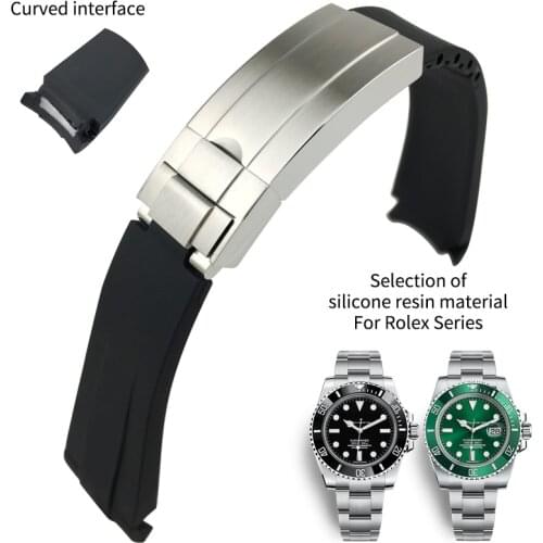 20mm 21mm Rubber Silicone Watch Strap Waterproof Watchband for Role Daytona GMT Submariner OYSTERFLEX Deepsea Black Accessories