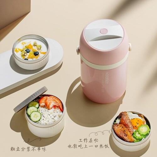 Pink Vacuum Lunch Box Portable Stainless Steel Keep Warm Lunch Bucket Picnic Box Contenedores De Alimentos Food Packaging ED50TH