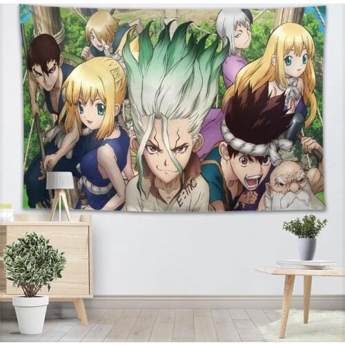 Best Sell Dr. Stone Tapestry Wall Hanging Decor Wall Tapestry Show Piece For Home Decoration Camping Tent Travel Sleeping Pad