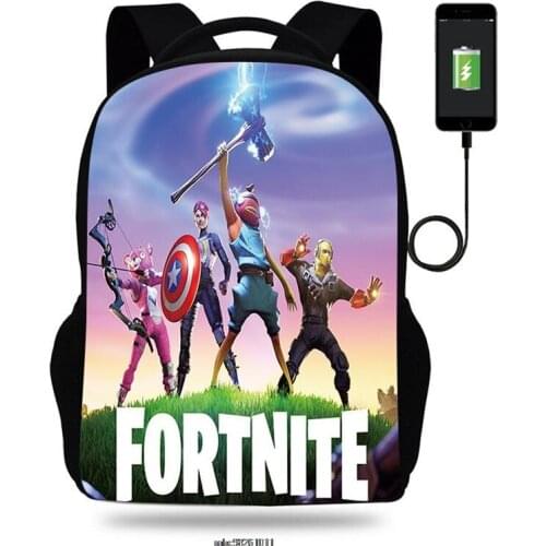 USB Charging School Bags for Girls Fortnite Backpack Women Laptop Bagpack Travel bag Women Men Bookbag College Student Schoolbag