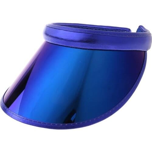 Women Men Hologram Rainbow Wide Brim Sun Visors Hat Topless Sunglasses UV Protection Plastic Panel Sportswear Clip-On Summer Cap