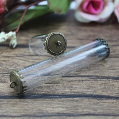 4PCS 28x12/60x12MM Hollow Glass Tube With Setting Base Glass Vials Pendant Glass Bottle Jewelry Pendant Globe Jewelry Findings