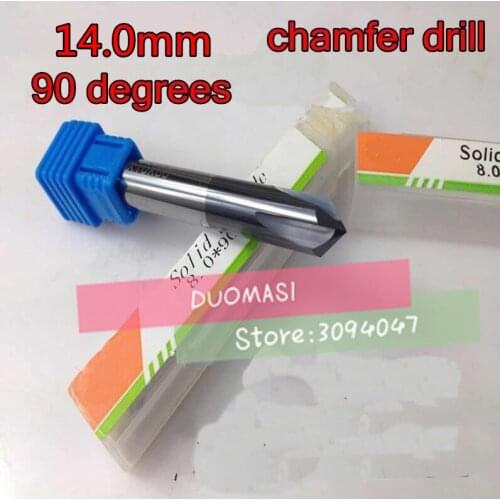 14mm*90 degrees*80mm 1pcs 4 flutes Solid carbide chamfer drill Chamfering cutter Countersink Drill Bit Free shipping
